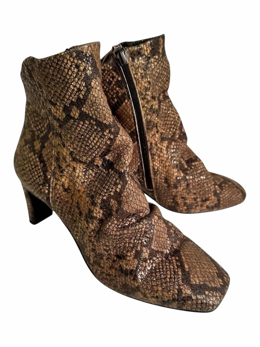 Free People Cybill Snake Print Leather Ankle Boots‎ Size 7.5